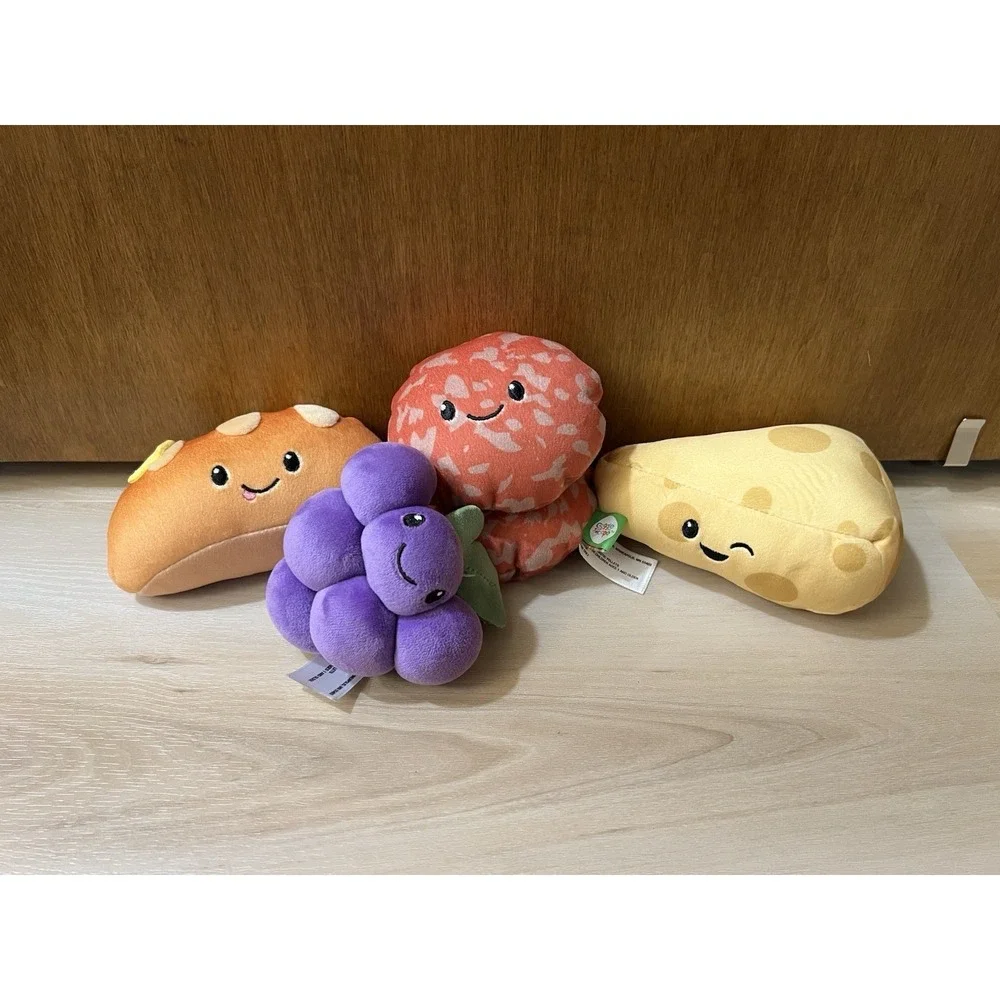 Charcuterie Box Set Swiss Cheese, Salami, Grapes, Bread‎ 4pc Plush Gigglescape